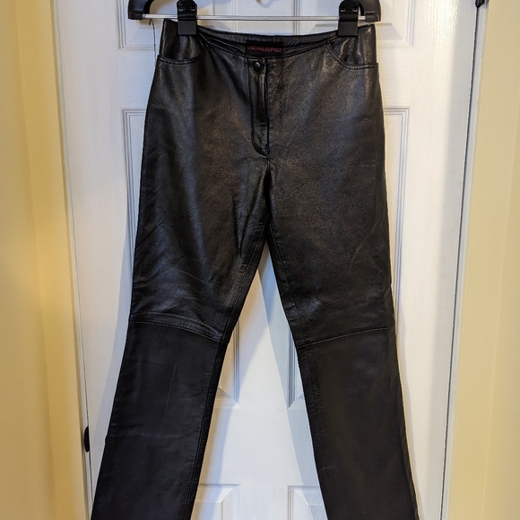 OSCAR LEOPOLD - Vintage Black Leather Straight Leg Pant - Picture 11 of 12